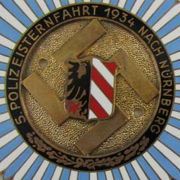 Pre WW2 1934 Nurnberg Rally Nazi Police Enameled Plaque Device