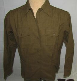 Scarce WW2 Women's Army Corp Wool Field Shirt, Gloves & English Made Wool Field Pants