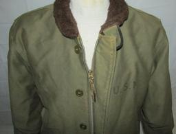 Rare WW2 Period USN O.D. "Whip Cord" Cold Weather Deck Jacket-Size 48
