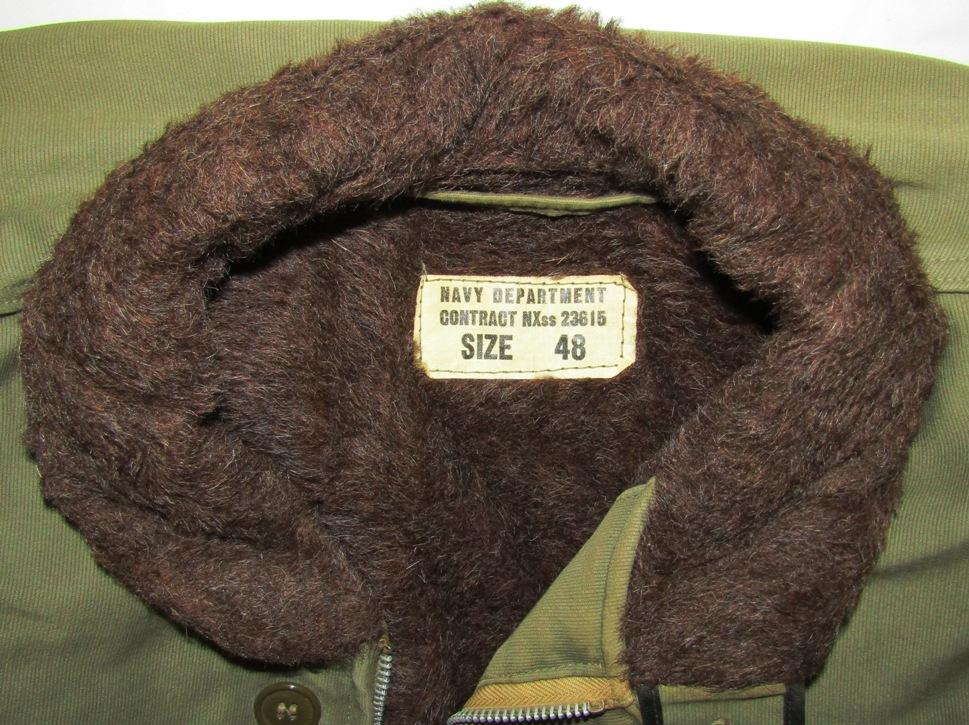 Rare WW2 Period USN O.D. "Whip Cord" Cold Weather Deck Jacket-Size 48