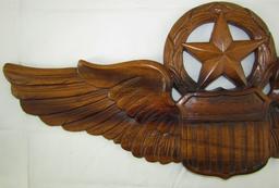Hand Carved USAAF Command Pilot Wings Wall Hanging