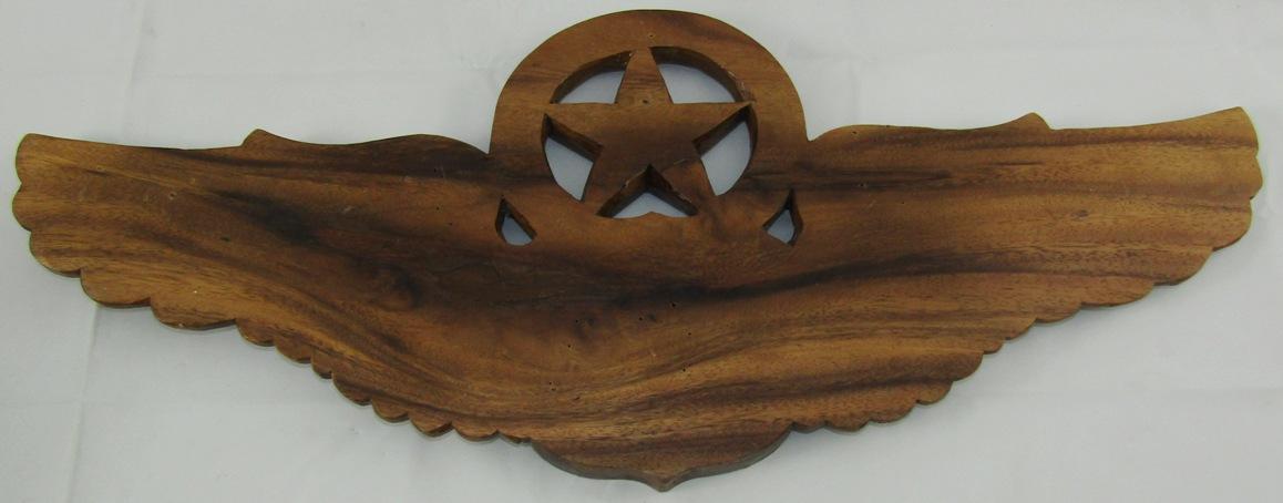 Hand Carved USAAF Command Pilot Wings Wall Hanging