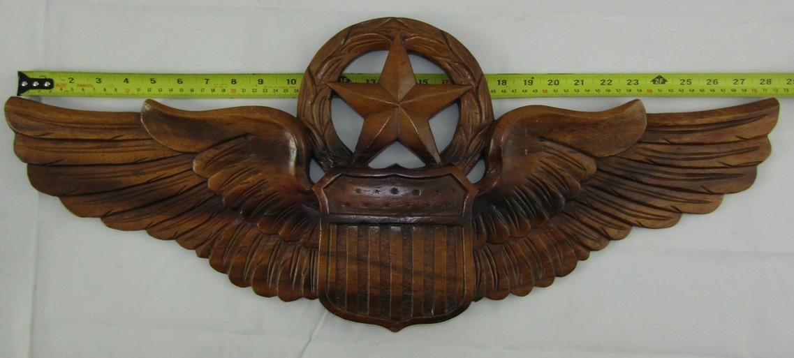 Hand Carved USAAF Command Pilot Wings Wall Hanging