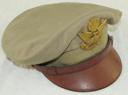 Scarce WW2 U.S. Army/Air Corp Officer's Khaki Visor Cap By Luxenberg