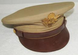 Scarce WW2 Depot Issued U.S. Army/Air Corp Officer's Khaki Visor Hat