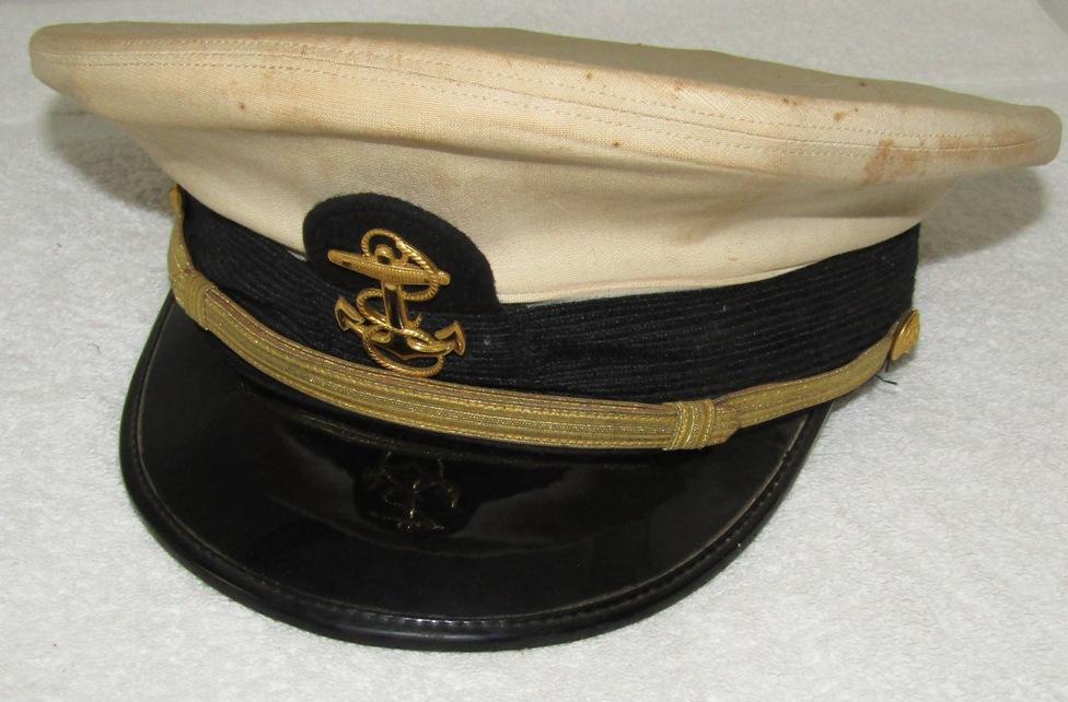 Named WW2 USN Petty Officer's White Top Visor Hat