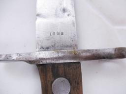 Span Am US 1898 Krag Bayonet w/Leather Calvary Scabbard