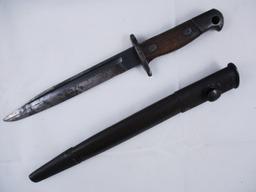 WWII Japanese Bayonet Cut Down Into 8" Blade Fighting Knife w/British Leather Scabbard