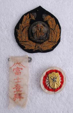 3 pcs. Japanese Navy Insignia/Bullion Cap Badge/Ribbon and Badge