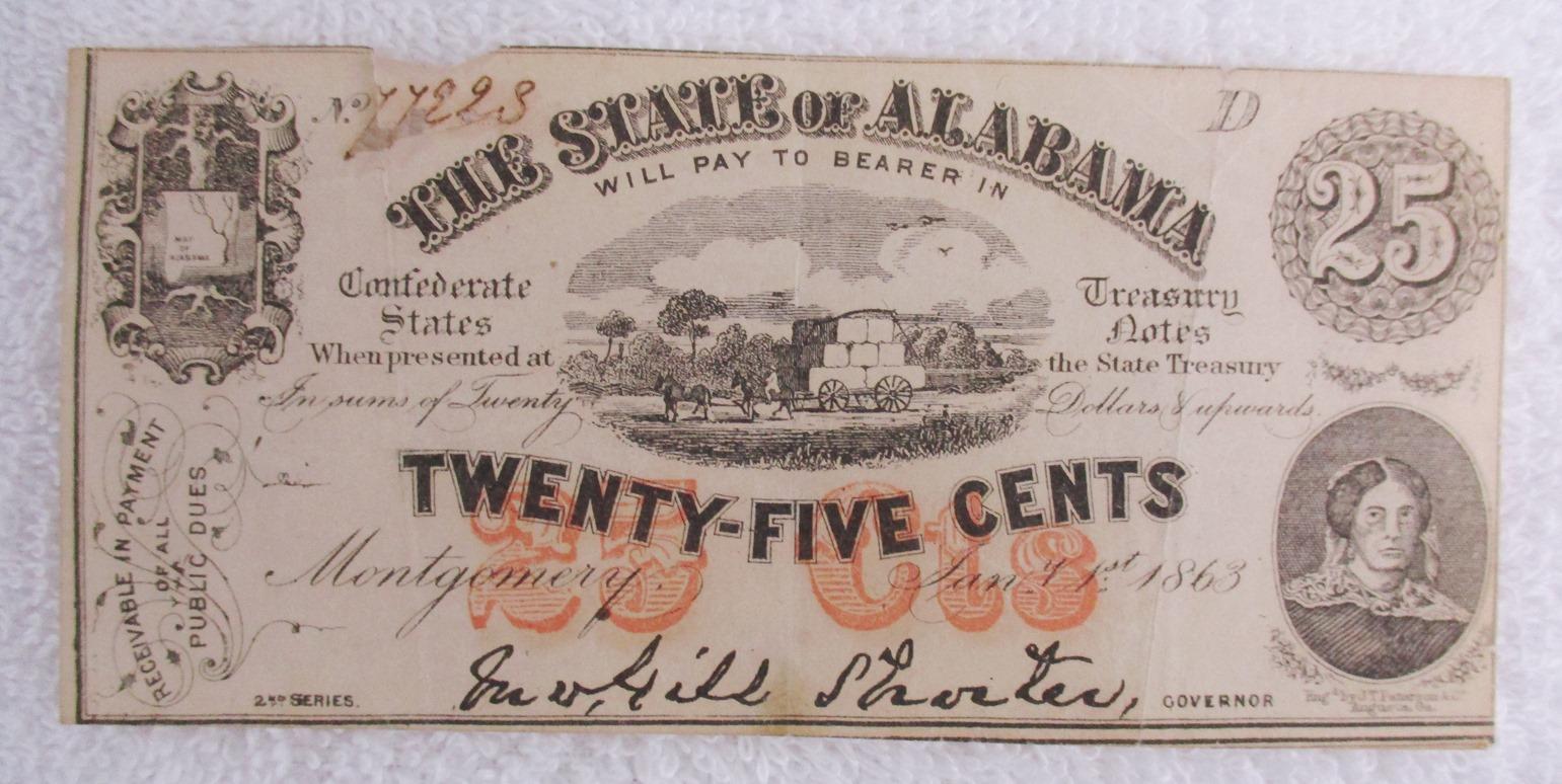 5 pcs. Civil War Confederate Currency