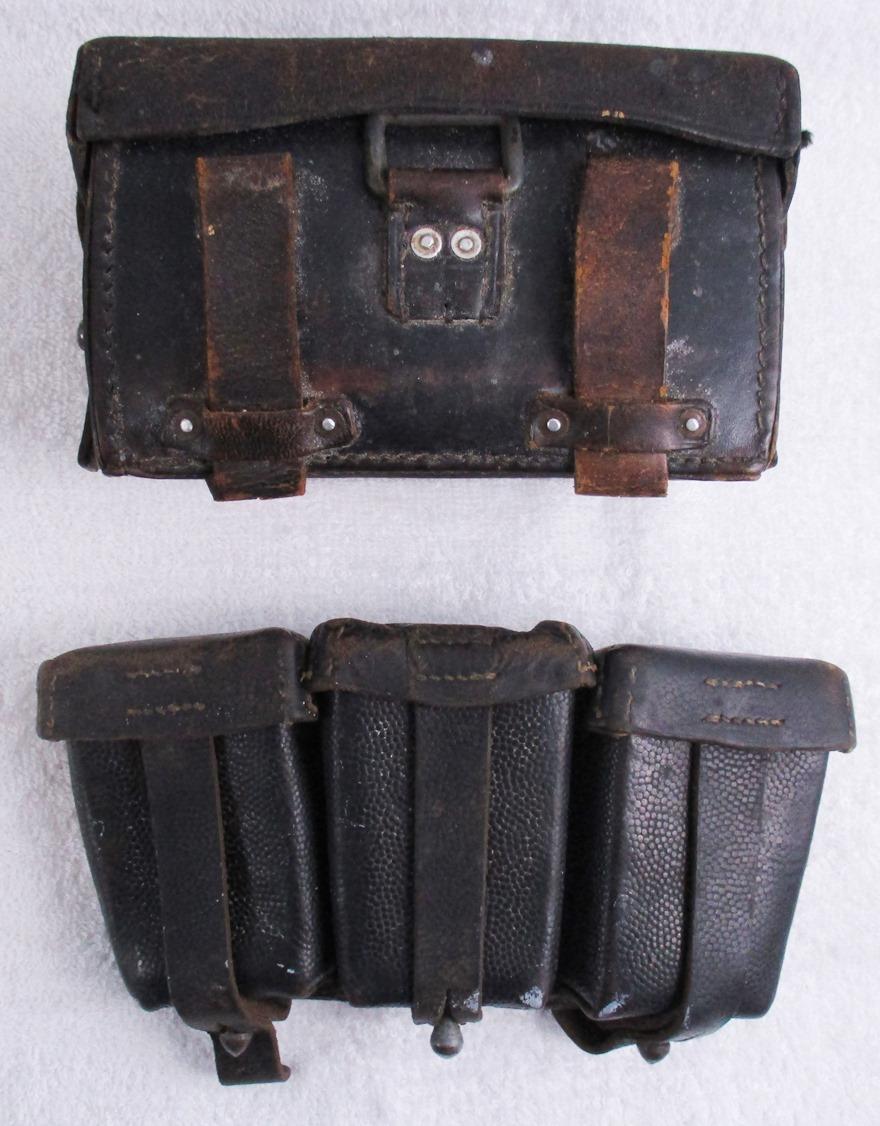 2pcs-WW2 German 3 Cell K-98 Ammo Pouch-Leather Medic Pouch