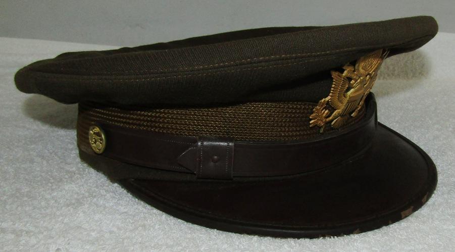 WW2 U.S. Army/Army Air Corp Officer's OD Visor Cap-Military Issue. 7-1/2 Size.