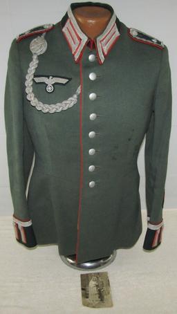 WW2 German Artillery Soldier's Waffenrock Parade Tunic W/Named Postcard-Feldwebel