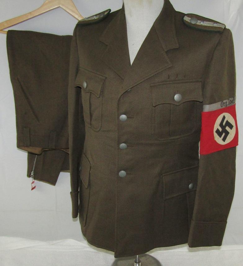 Rare Organization Todt Tunic/Pants For Haupttruppfuher (Head Troop Leader)Of Administration