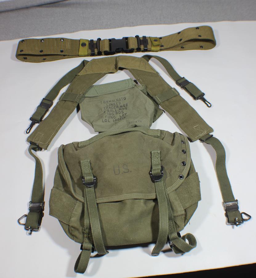 US Vietnam War Suspenders, Belt, & Butt Pack.