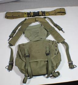 US Vietnam War Suspenders, Belt, & Butt Pack.