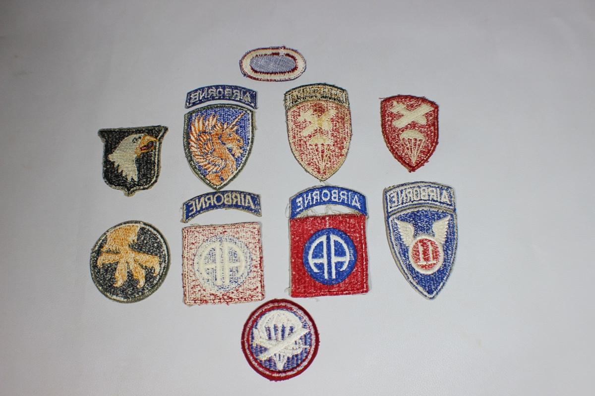 US WW2 Cut Edge Army Airborne Patch Lot. 12 Total. 101st, 17th, 82nd. Some Good Ones!