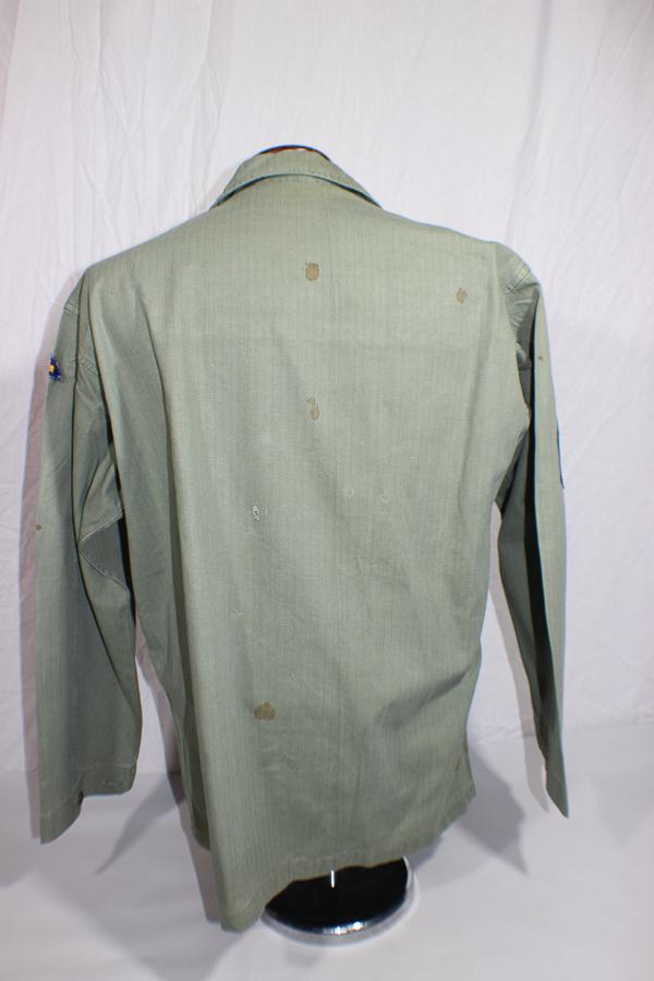 US WW2 HBT Herringbone Twill Combat Utility Jacket. Some Replaced Buttons. Korean War Reissue.