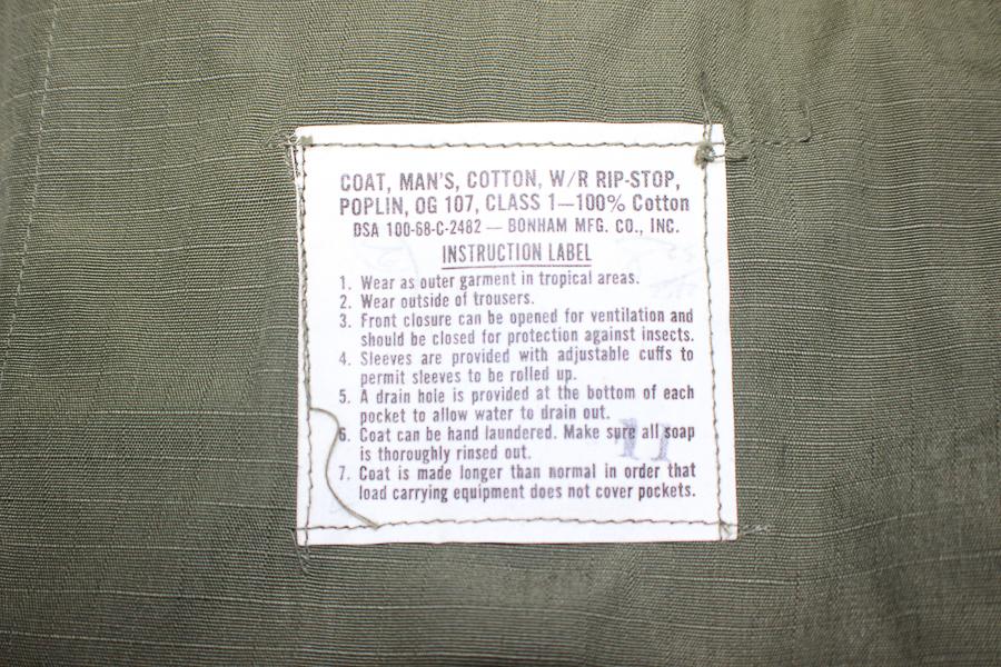 US Vietnam Poplin Rip Stop Jungle Jacket. Size Small Long. 1968.