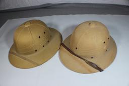 Lot of 2 US WW2 Sun Pith Helmets. Both Named.