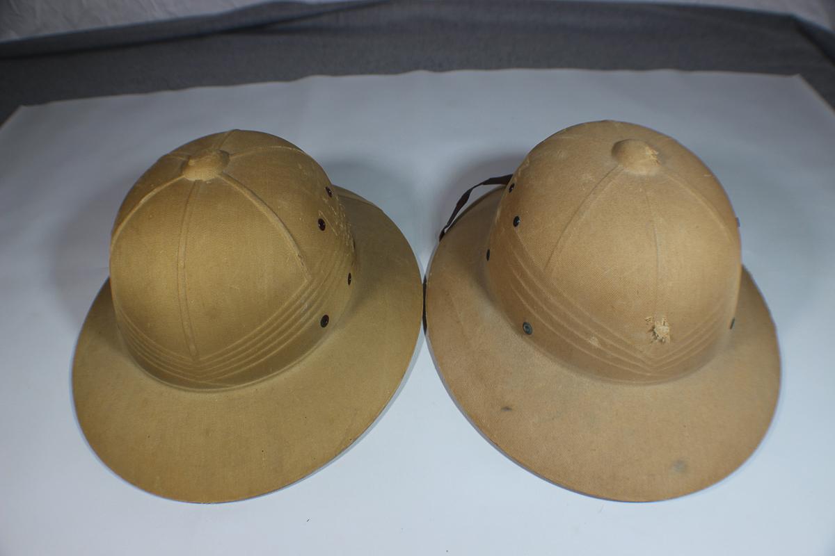 Lot of 2 US WW2 Sun Pith Helmets. Both Named.