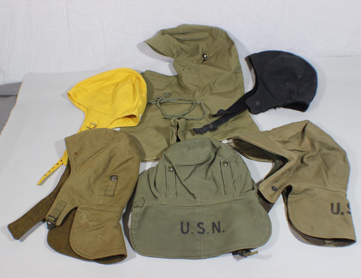 Lot of 6 US WW2 USN Navy Foul Weather Deck Jacket Hoods.