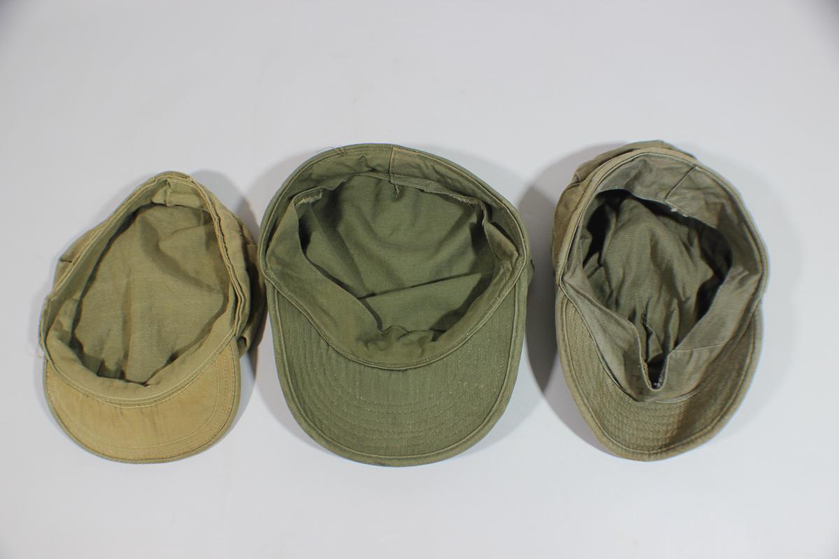 Lot of 3 US WW2 Army & USMC HBT Field Combat Cap Hats.