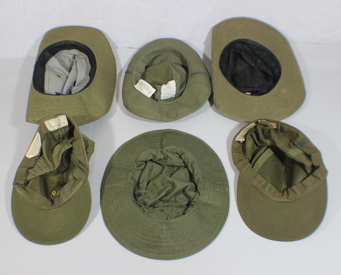 Lot of 6 US & Australian Vietnam War Boonie Hats, Ball Caps, And Bush Slouch Hats