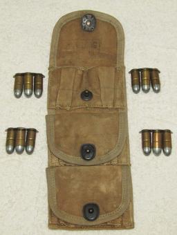 Rare WW1 M1917 .45 Revolver Drop Down Ammo Pouch With Clip Ammo