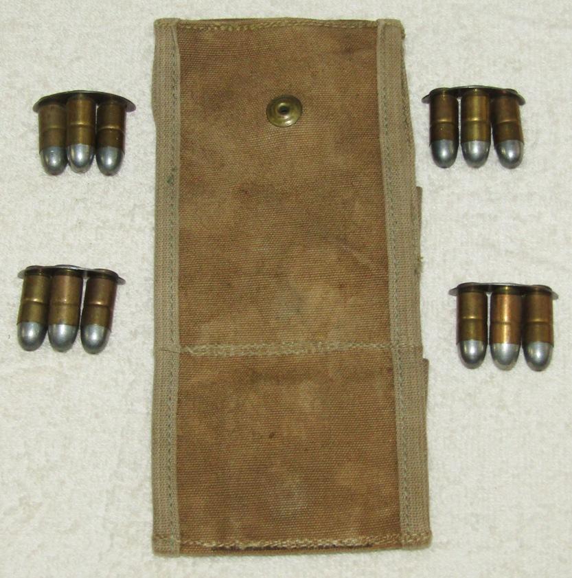 Rare WW1 M1917 .45 Revolver Drop Down Ammo Pouch With Clip Ammo