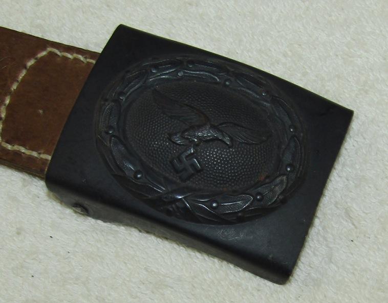 Minty Luftwaffe EM/NCO Belt Buckle With Combat Finish/Leather Tab-FW Assmann & Sohn-1941 Dated