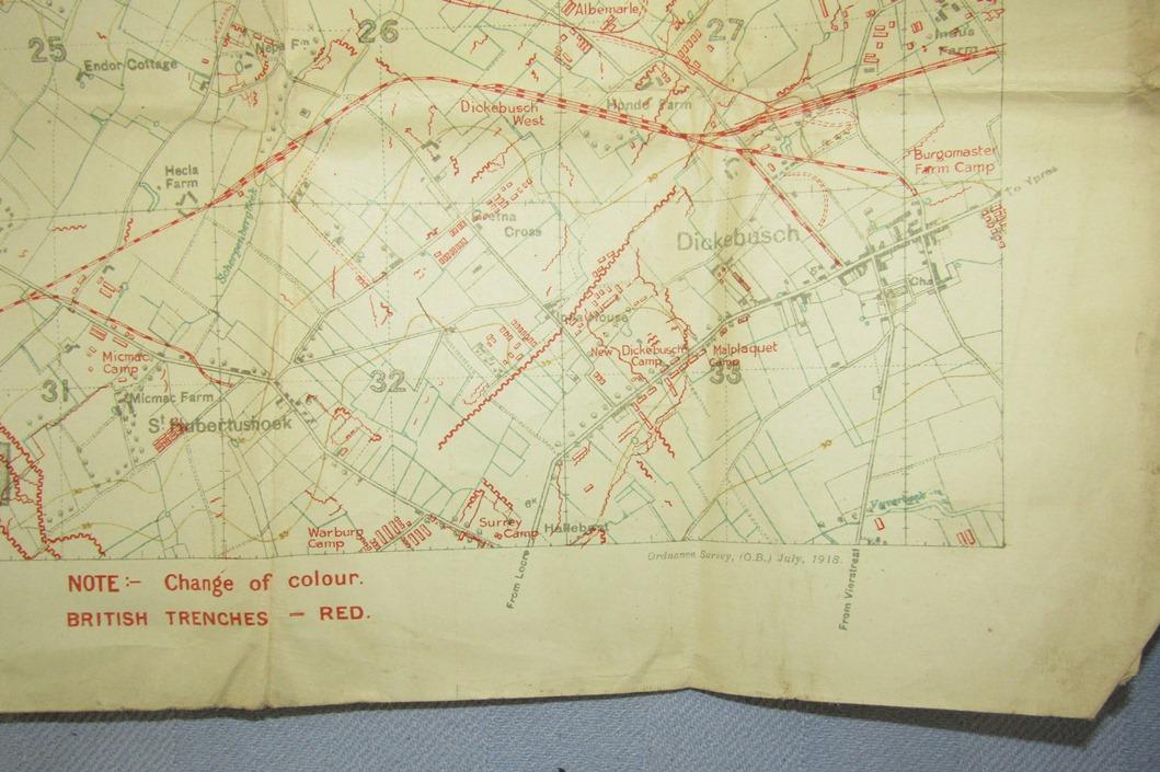 Rare WW1 Trench Map-Marked "SECRET"