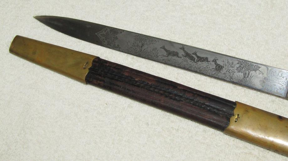 Pre/Early Third Reich Senior Subordinate's Hunting Cutlass-Double Side Etched Blade -WKC