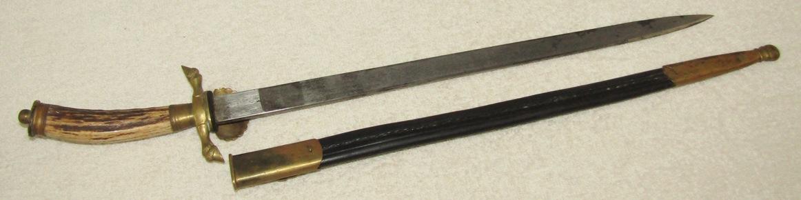 Pre/Early Third Reich Subordinate's Hunting Hirschfanger-Etched Blade-WK & C