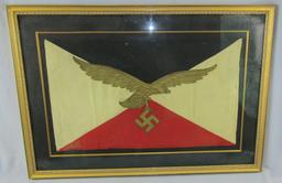 Rare WW2 Luftwaffe Commanding General Flag In Frame