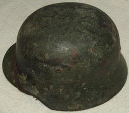 WW2 Period M35 Zimmerit Camo Helmet With Liner/Chin Strap-1939 Dated Dome Stamp