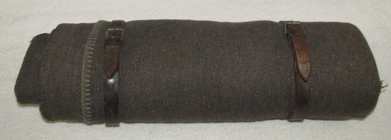 Scarce German Soldier Wool Blanket Roll With Leather Straps