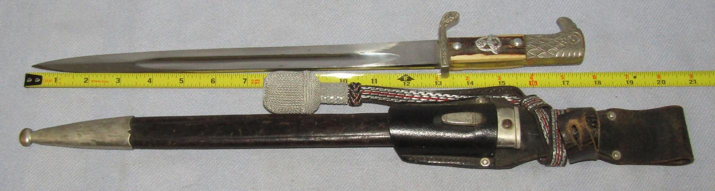 WWII Nazi Police Long Model "Bayonet By Weyersberg-Matching # Stampings