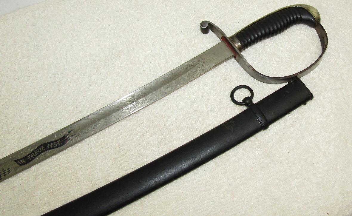 Prussian Artillery Officer's Sword-Double Sided Unit Engraved Blade