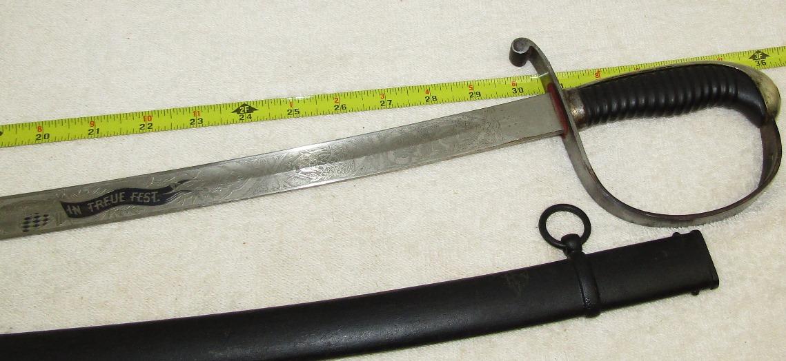 Prussian Artillery Officer's Sword-Double Sided Unit Engraved Blade