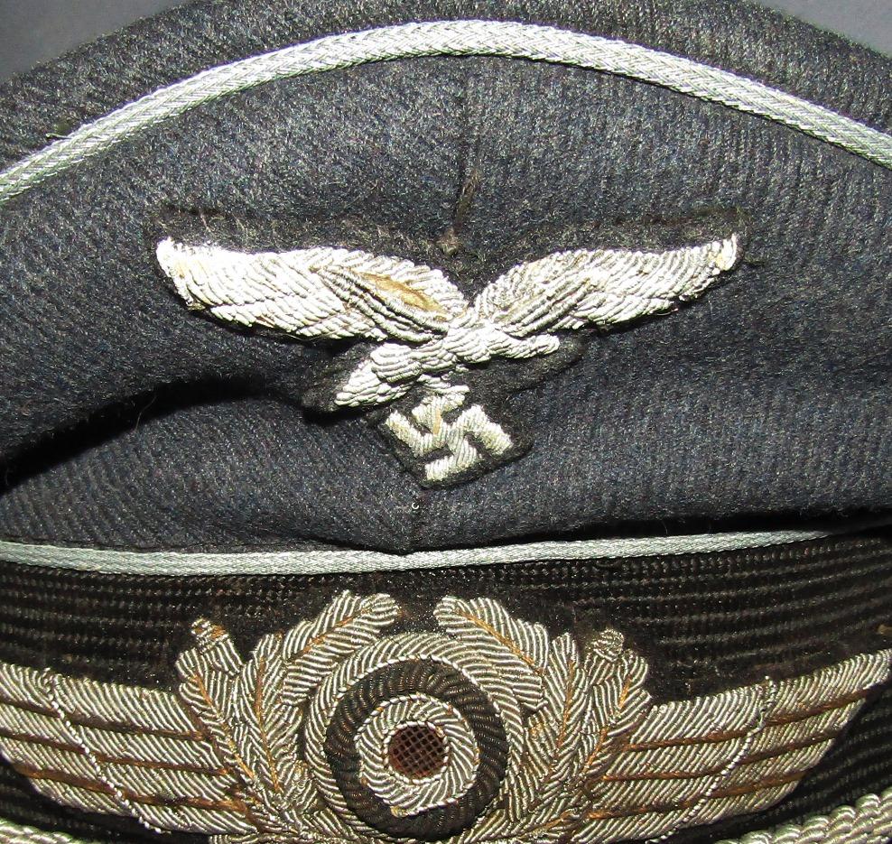 Luftwaffe Officer's Visor Cap W/Bullion Insignia-Vented Cockade