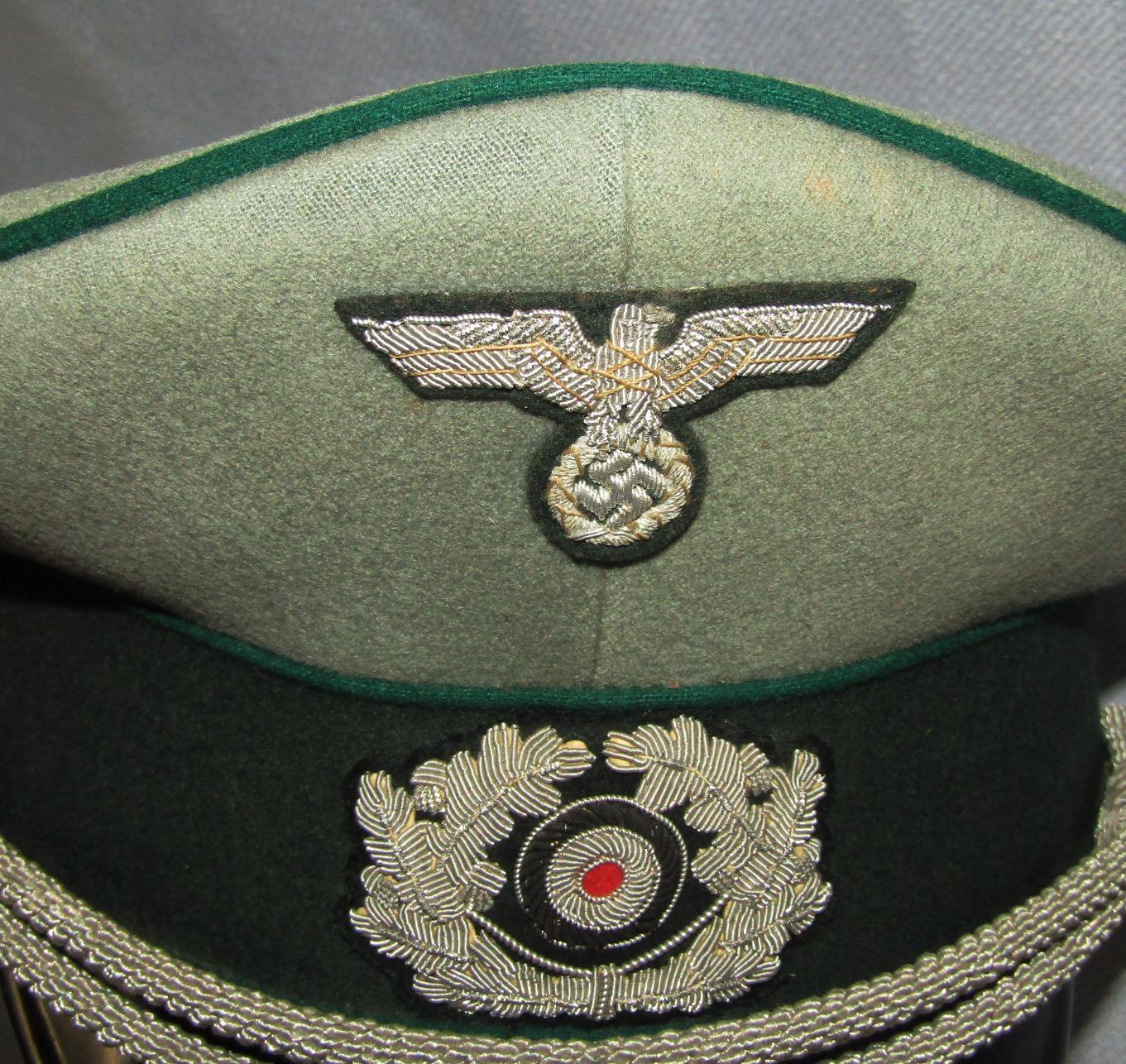 Early War WW2 German Administration Officer's Visor Cap-Early Eagle-All Bullion Insignia