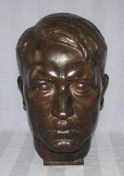 Rare 2-1/2 Times Life Size Hitler Head Bronze Bust By H.M. Ley