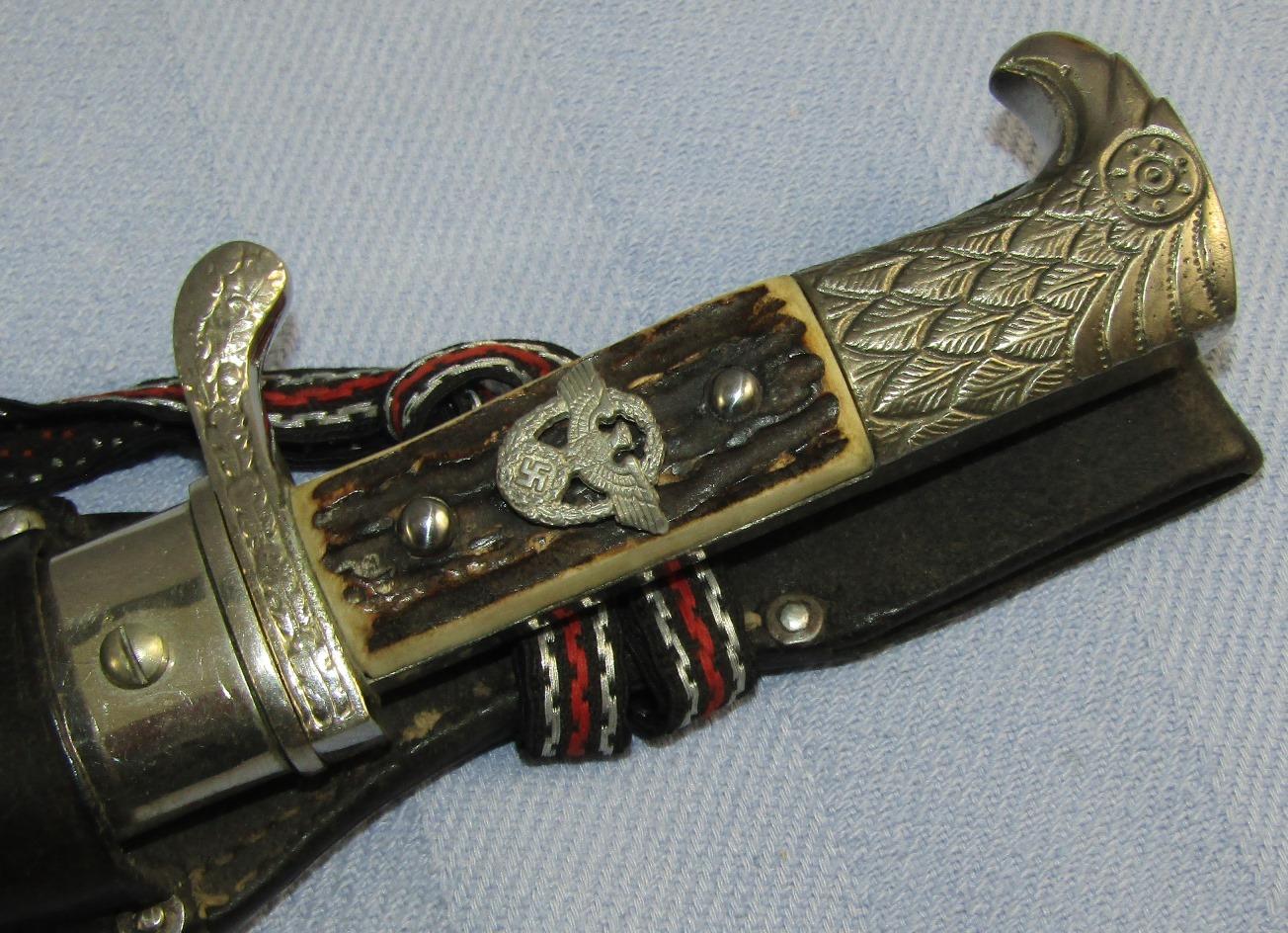 Nazi Police Stag Grip Dress "Bayonet" W/Scabbard/Frog/Portapee-Matching Number Stampings