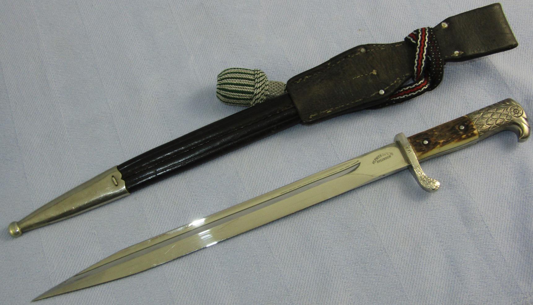 Nazi Police Stag Grip Dress "Bayonet" W/Scabbard/Frog/Portapee-Matching Number Stampings
