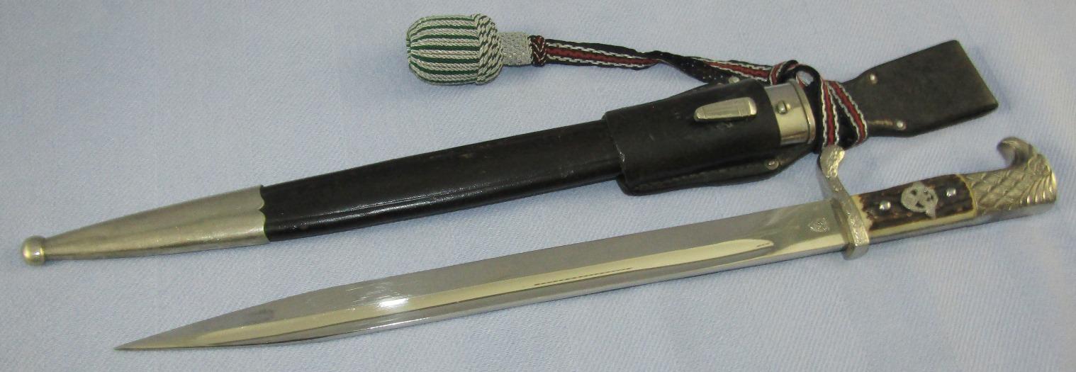 Nazi Police Stag Grip Dress "Bayonet" W/Scabbard/Frog/Portapee-Matching Number Stampings