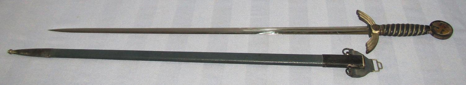 Early Nickel Fittings Luftwaffe Officer's Sword W/Scabbard/Hanger-ALCOSO