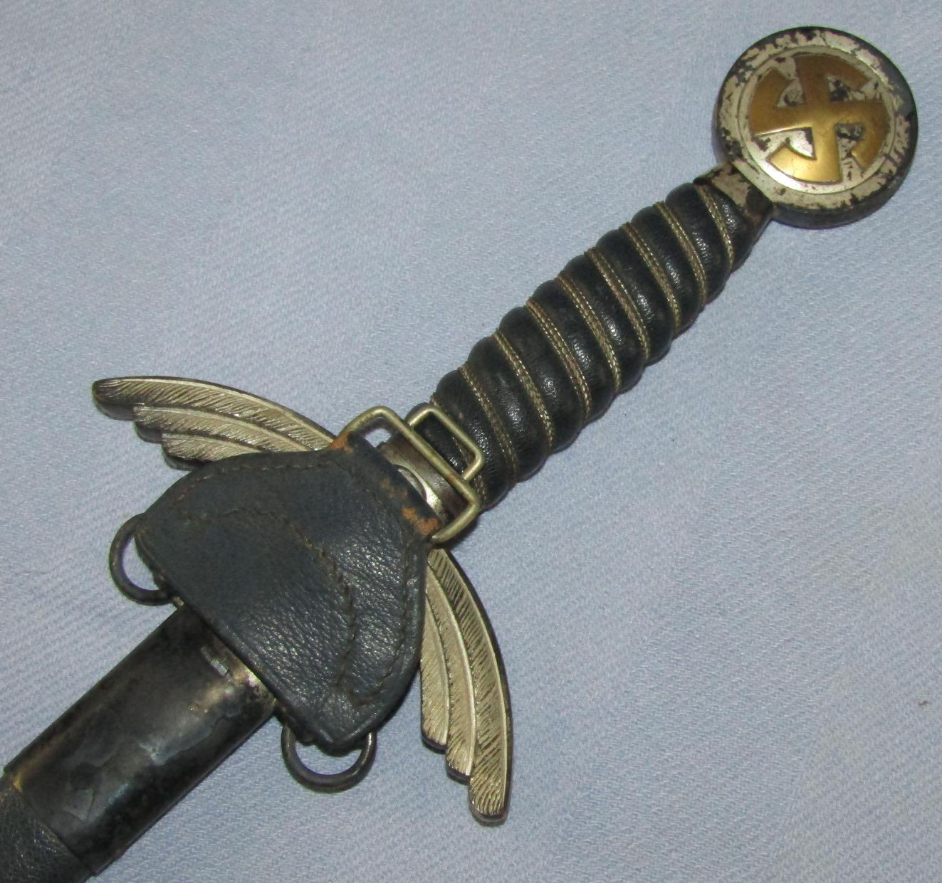 Early Nickel Fittings Luftwaffe Officer's Sword W/Scabbard/Hanger-ALCOSO