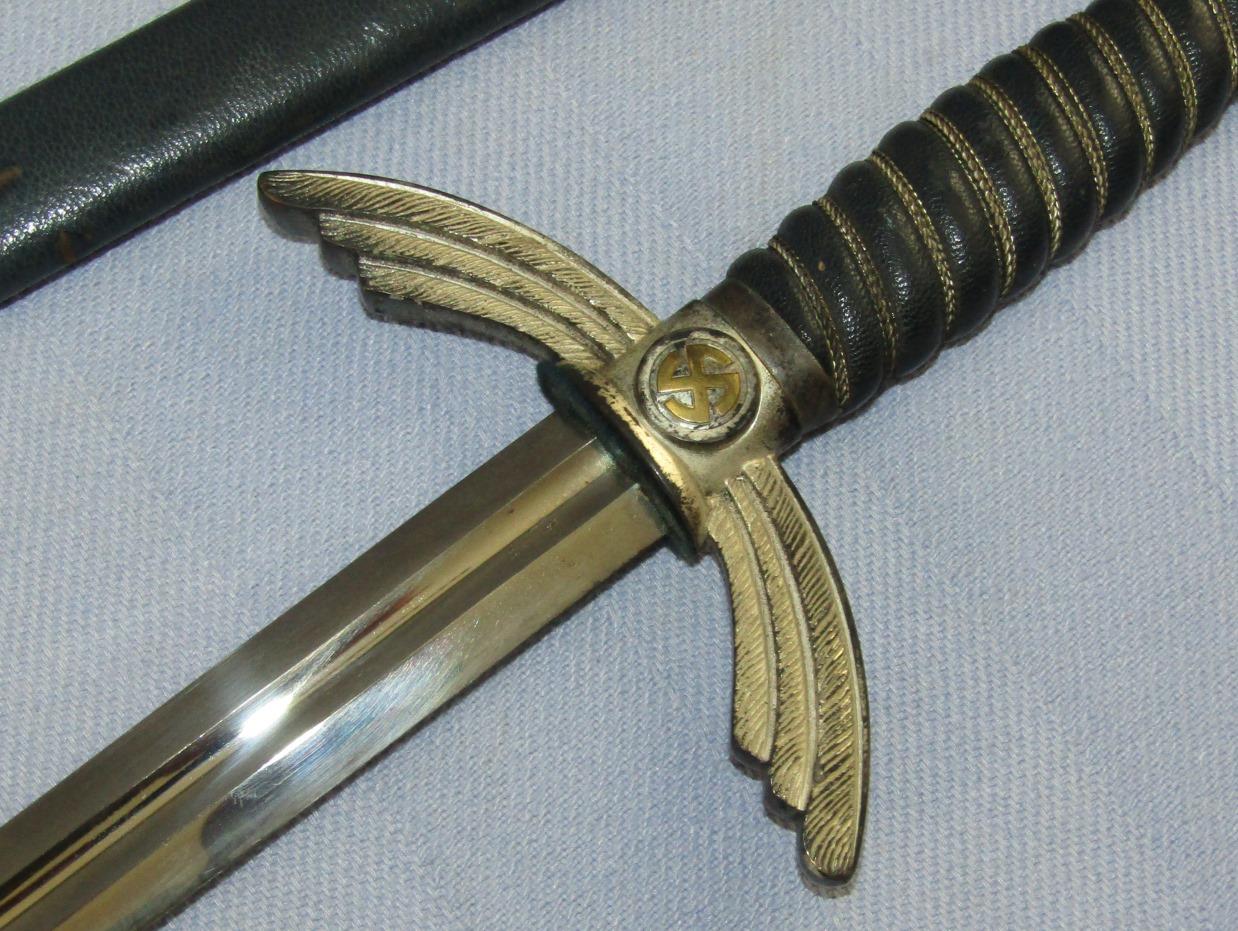 Early Nickel Fittings Luftwaffe Officer's Sword W/Scabbard/Hanger-ALCOSO