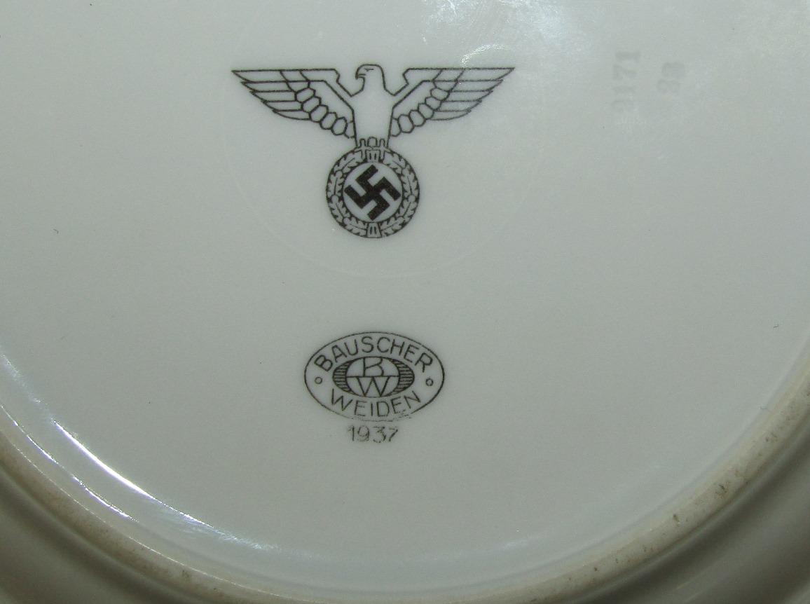 1937 dated Porcelain Soup Bowl With Political Eagle